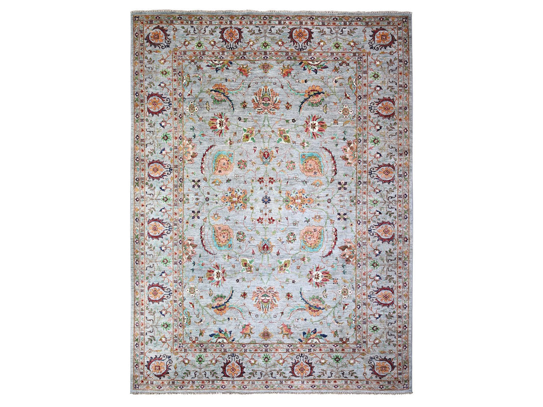 8'9" x 11'10" New Hand Knotted Grey Wool Rectangle Oriental Rug - MOA10274694