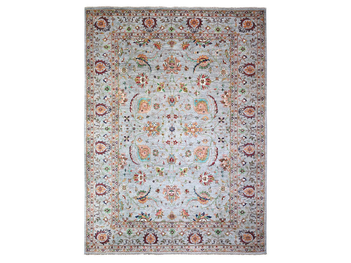 8'9" x 11'10" New Hand Knotted Grey Wool Rectangle Oriental Rug - MOA10274694
