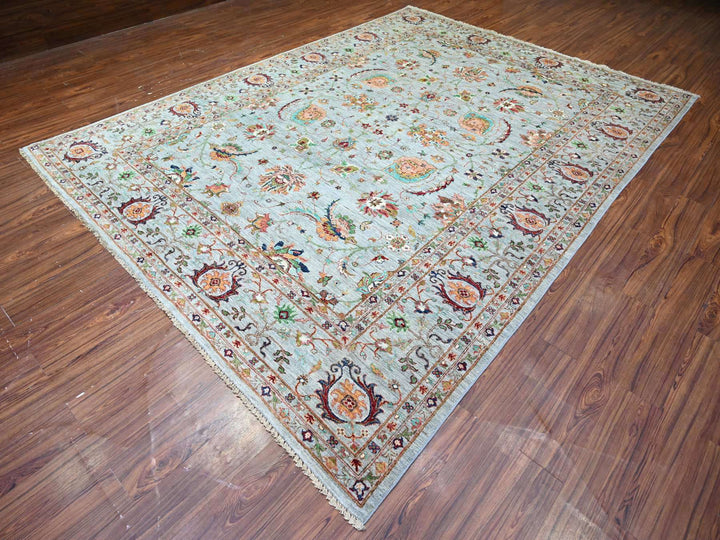 8'9" x 11'10" New Hand Knotted Grey Wool Rectangle Oriental Rug - MOA10274694