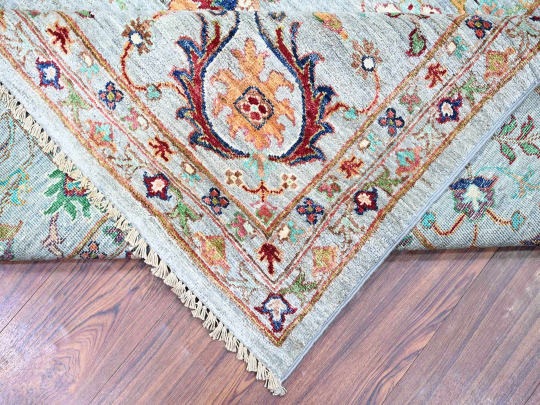 8'9" x 11'10" New Hand Knotted Grey Wool Rectangle Oriental Rug - MOA10274694