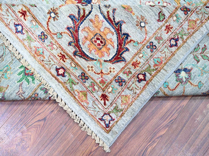 8'9" x 11'10" New Hand Knotted Grey Wool Rectangle Oriental Rug - MOA10274694