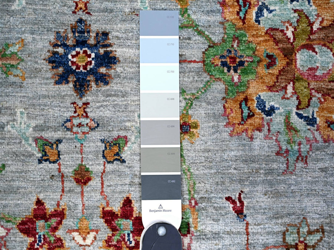 8'9" x 11'10" New Hand Knotted Grey Wool Rectangle Oriental Rug - MOA10274694