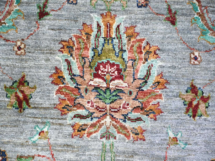 8'9" x 11'10" New Hand Knotted Grey Wool Rectangle Oriental Rug - MOA10274694