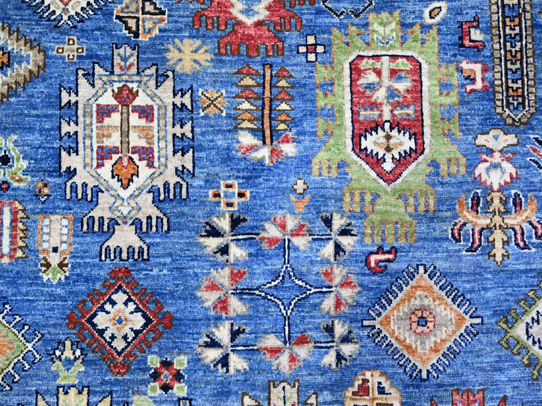 8'4" x 9'9" New Hand Knotted Blue Wool Rectangle Oriental Rug - MOA10274696