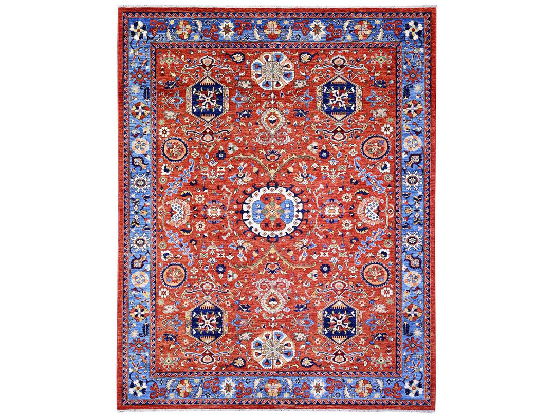 8'2" x 10'1" New Hand Knotted Red Wool Rectangle Oriental Rug - MOA10274698