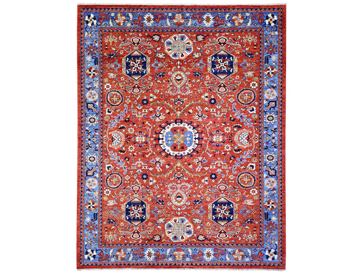 8'2" x 10'1" New Hand Knotted Red Wool Rectangle Oriental Rug - MOA10274698