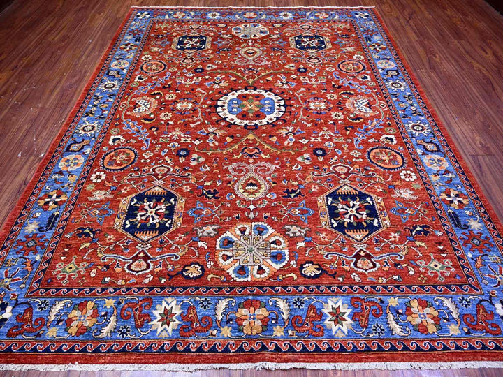 8'2" x 10'1" New Hand Knotted Red Wool Rectangle Oriental Rug - MOA10274698