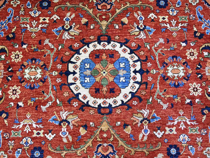 8'2" x 10'1" New Hand Knotted Red Wool Rectangle Oriental Rug - MOA10274698