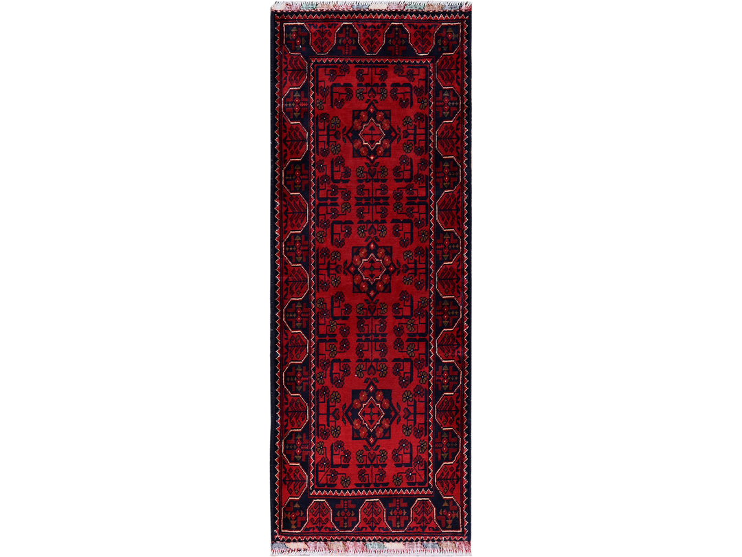 1'9" x 4'10" New Hand Knotted Red Wool Runner Oriental Rug - MOA102746