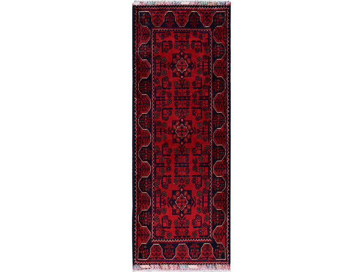 1'9" x 4'10" New Hand Knotted Red Wool Runner Oriental Rug - MOA102746