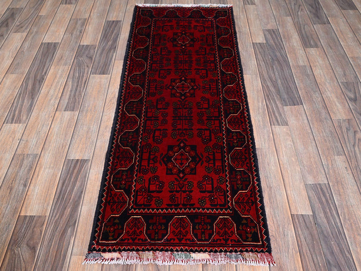 1'9" x 4'10" New Hand Knotted Red Wool Runner Oriental Rug - MOA102746