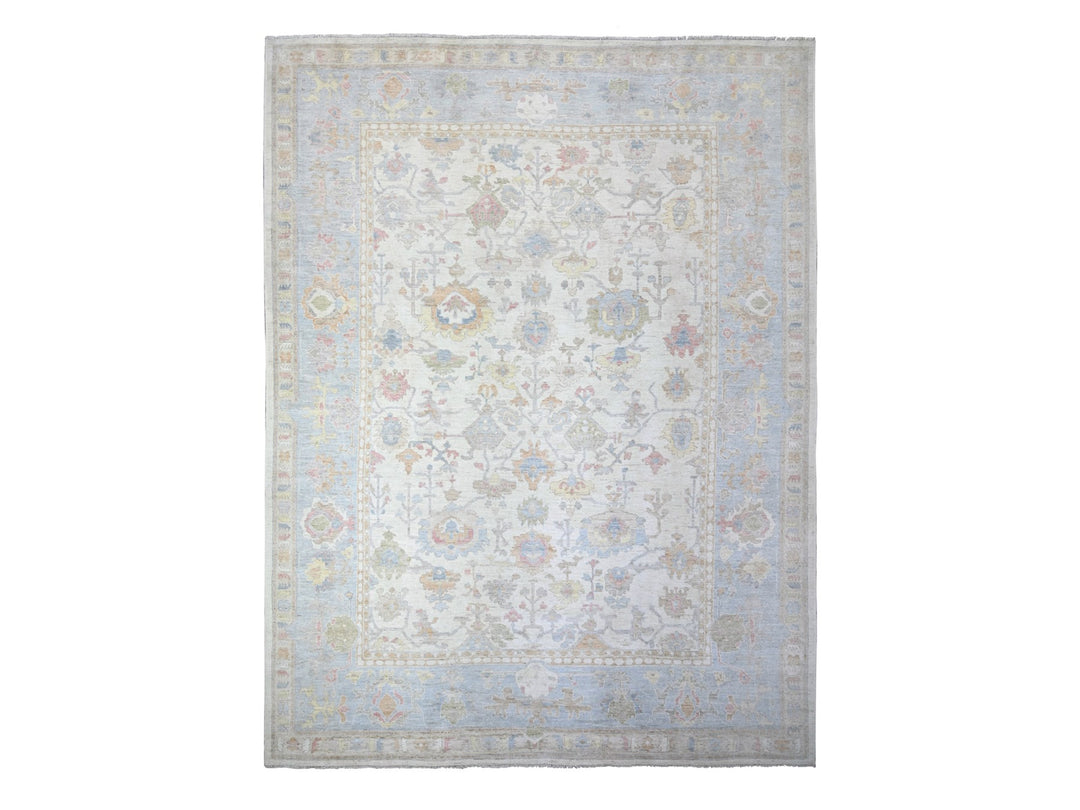 12'2" x 15'11" New Hand Knotted Ivory Wool Rectangle Oriental Rug - MOA10274700