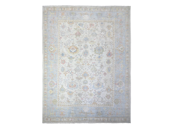 12'2" x 15'11" New Hand Knotted Ivory Wool Rectangle Oriental Rug - MOA10274700