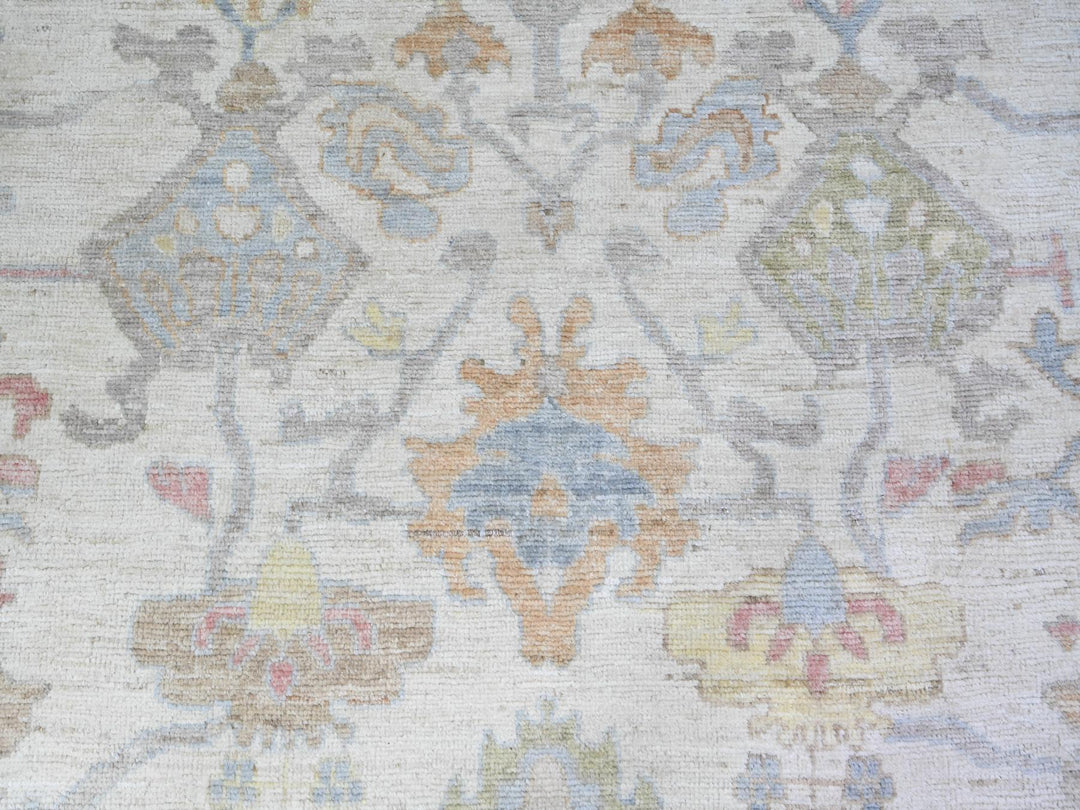 12'2" x 15'11" New Hand Knotted Ivory Wool Rectangle Oriental Rug - MOA10274700