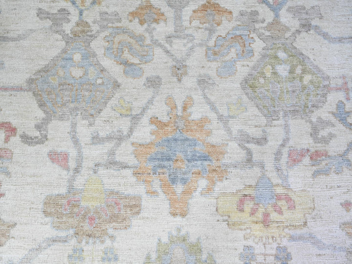 12'2" x 15'11" New Hand Knotted Ivory Wool Rectangle Oriental Rug - MOA10274700
