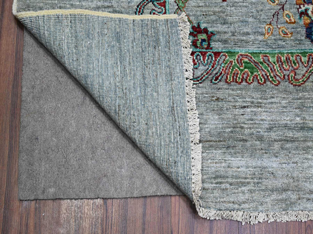 8'9" x 12'1" New Hand Knotted Grey Wool Rectangle Oriental Rug - MOA10274704