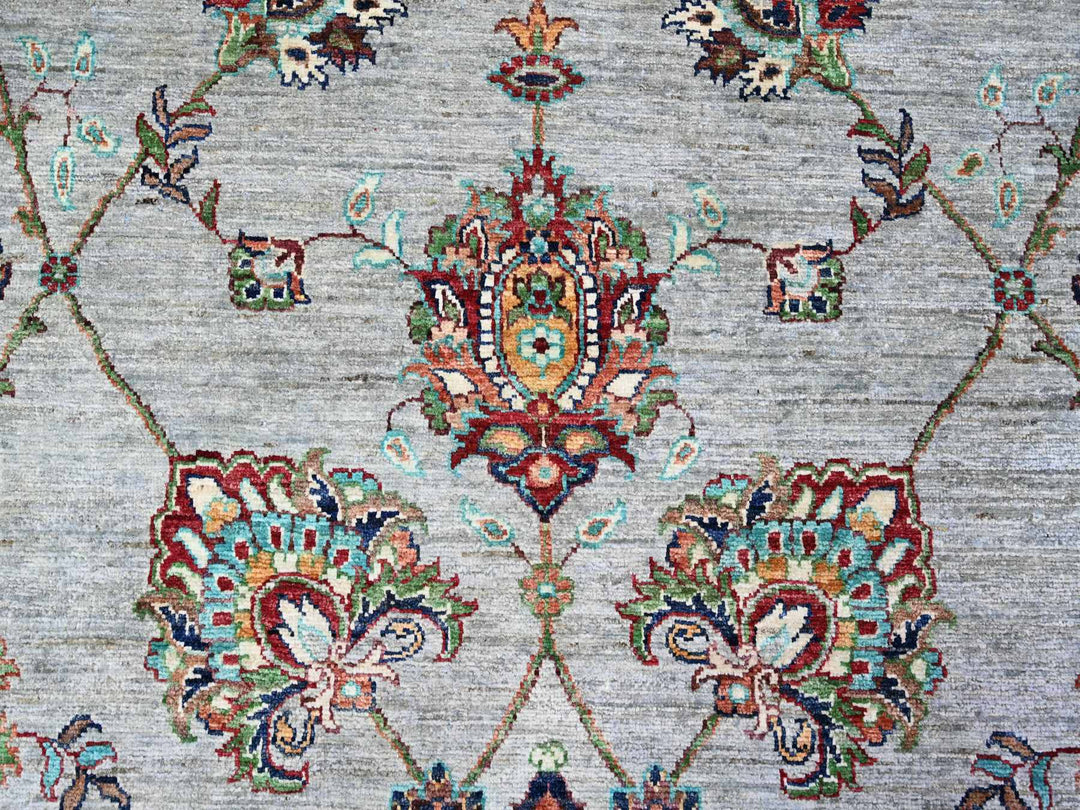 8'9" x 12'1" New Hand Knotted Grey Wool Rectangle Oriental Rug - MOA10274704