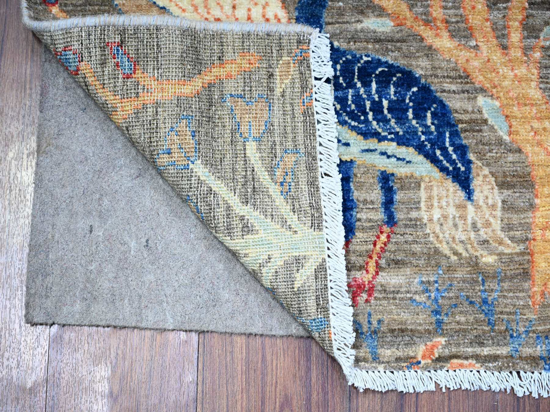 2'7" x 9'11" New Hand Knotted Grey Wool Runner Oriental Rug - MOA10274730