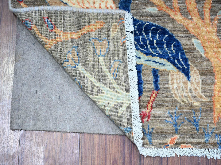 2'7" x 9'11" New Hand Knotted Grey Wool Runner Oriental Rug - MOA10274730