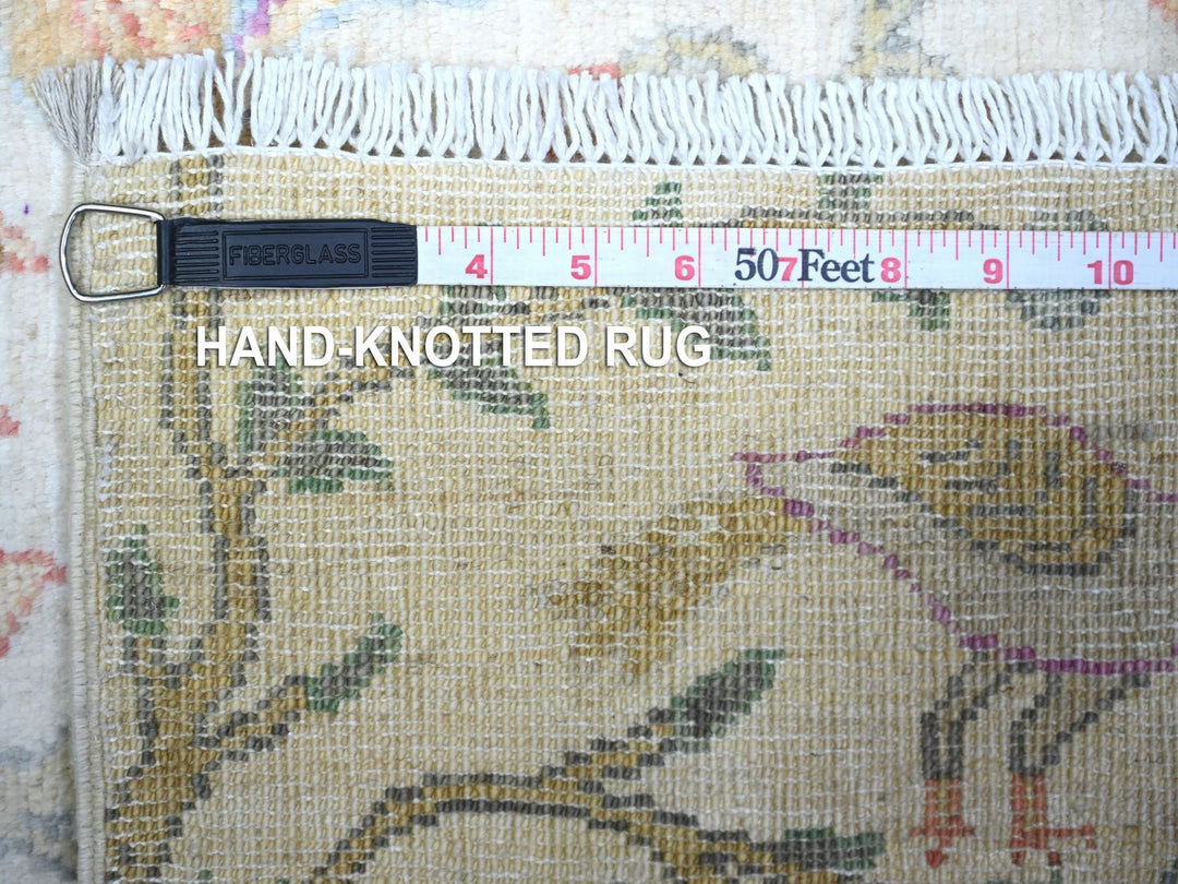 2'5" x 7'11" New Hand Knotted Ivory Wool Runner Oriental Rug - MOA10274731