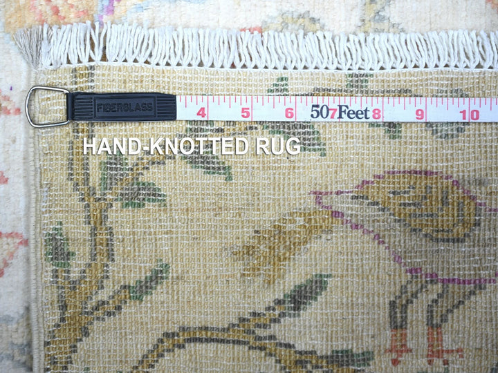 2'5" x 7'11" New Hand Knotted Ivory Wool Runner Oriental Rug - MOA10274731