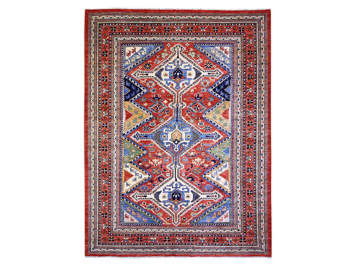 9'4" x 12'0" New Hand Knotted Red Wool Rectangle Oriental Rug - MOA10274760