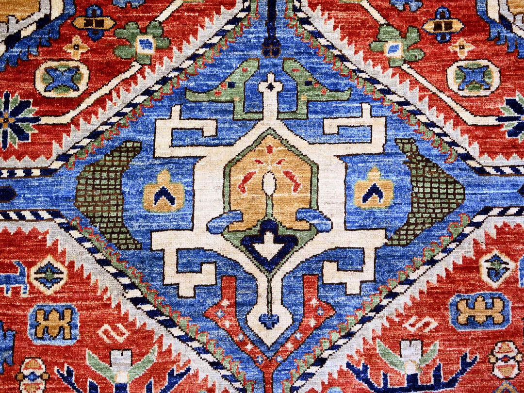 9'4" x 12'0" New Hand Knotted Red Wool Rectangle Oriental Rug - MOA10274760