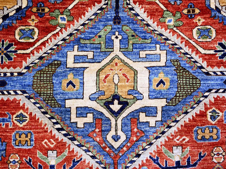 9'4" x 12'0" New Hand Knotted Red Wool Rectangle Oriental Rug - MOA10274760
