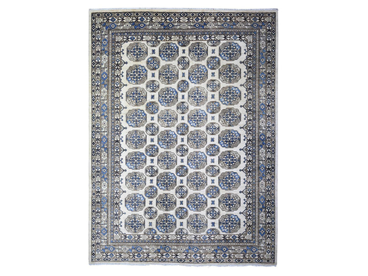 9'1" x 11'11" New Hand Knotted Ivory Wool Rectangle Oriental Rug - MOA10274761