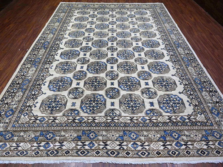 9'1" x 11'11" New Hand Knotted Ivory Wool Rectangle Oriental Rug - MOA10274761