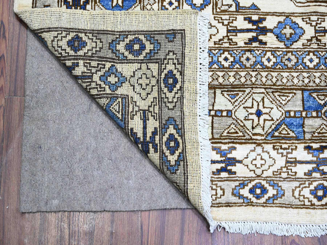 9'1" x 11'11" New Hand Knotted Ivory Wool Rectangle Oriental Rug - MOA10274761