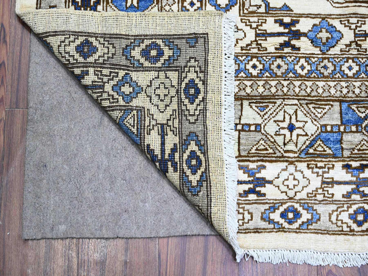 9'1" x 11'11" New Hand Knotted Ivory Wool Rectangle Oriental Rug - MOA10274761