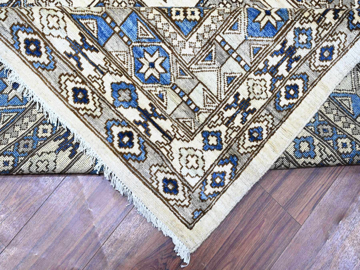 9'1" x 11'11" New Hand Knotted Ivory Wool Rectangle Oriental Rug - MOA10274761