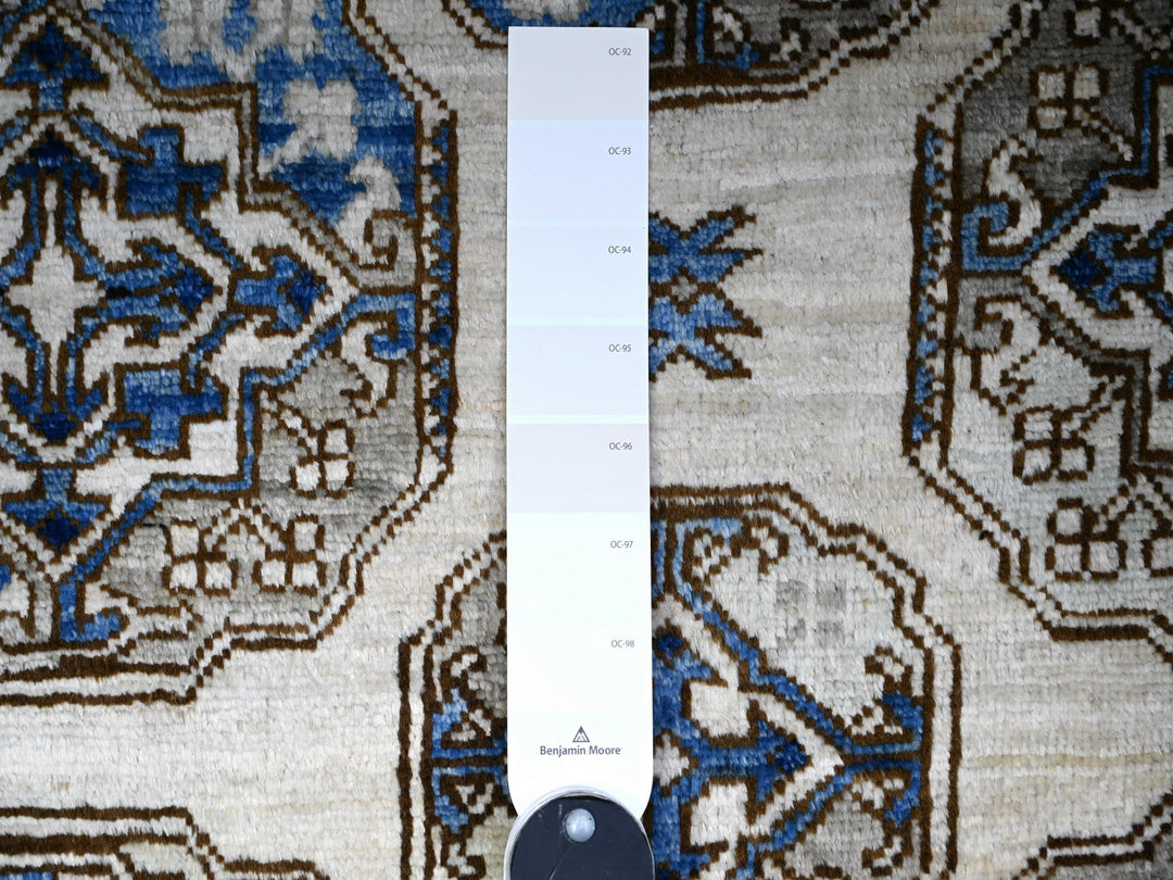 9'1" x 11'11" New Hand Knotted Ivory Wool Rectangle Oriental Rug - MOA10274761