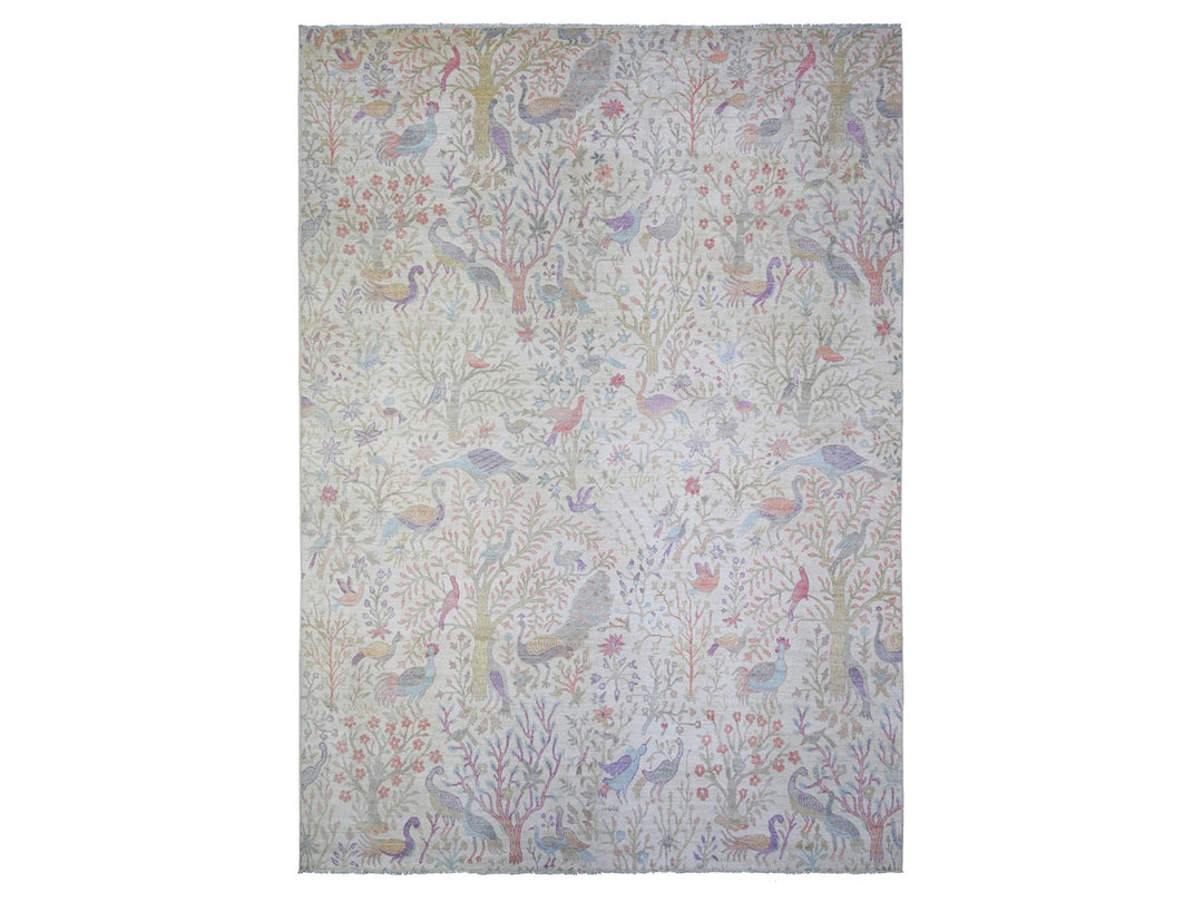 10'0" x 13'6" New Hand Knotted Ivory Wool Rectangle Oriental Rug - MOA10274763