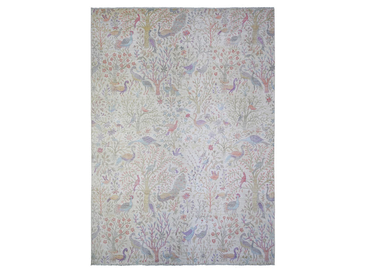 10'0" x 13'6" New Hand Knotted Ivory Wool Rectangle Oriental Rug - MOA10274763