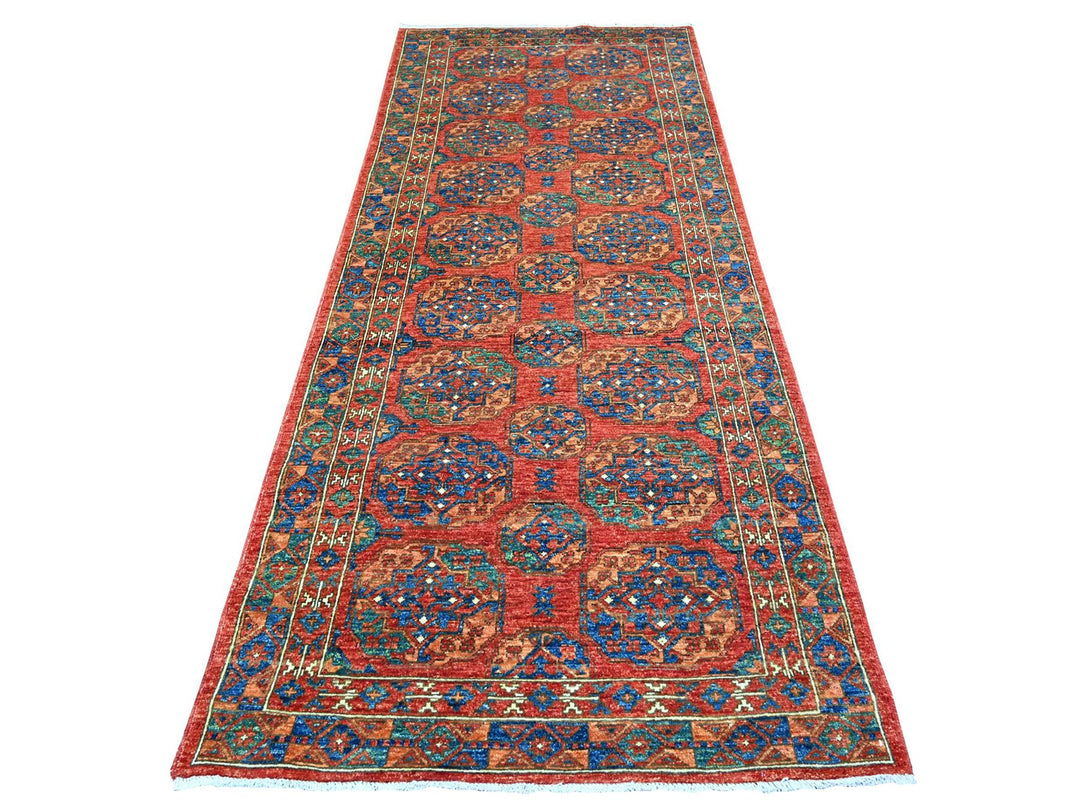 3'11" x 9'6" New Hand Knotted Red Wool Runner Oriental Rug - MOA10274771