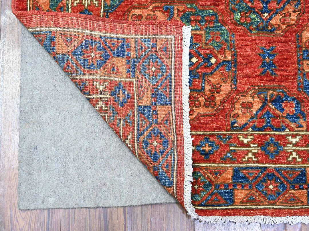 3'11" x 9'6" New Hand Knotted Red Wool Runner Oriental Rug - MOA10274771