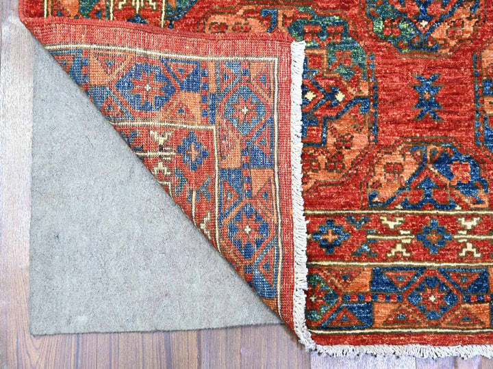 3'11" x 9'6" New Hand Knotted Red Wool Runner Oriental Rug - MOA10274771