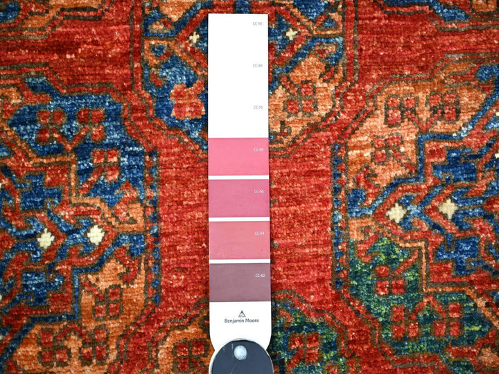 3'11" x 9'6" New Hand Knotted Red Wool Runner Oriental Rug - MOA10274771