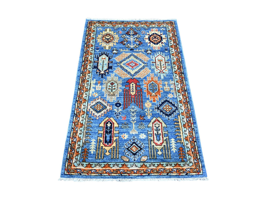 3'0" x 4'0" New Hand Knotted Blue Wool Rectangle Oriental Rug - MOA10274773
