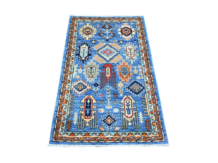 3'0" x 4'0" New Hand Knotted Blue Wool Rectangle Oriental Rug - MOA10274773