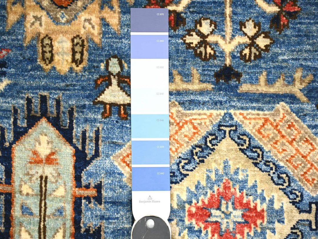 3'0" x 4'0" New Hand Knotted Blue Wool Rectangle Oriental Rug - MOA10274773
