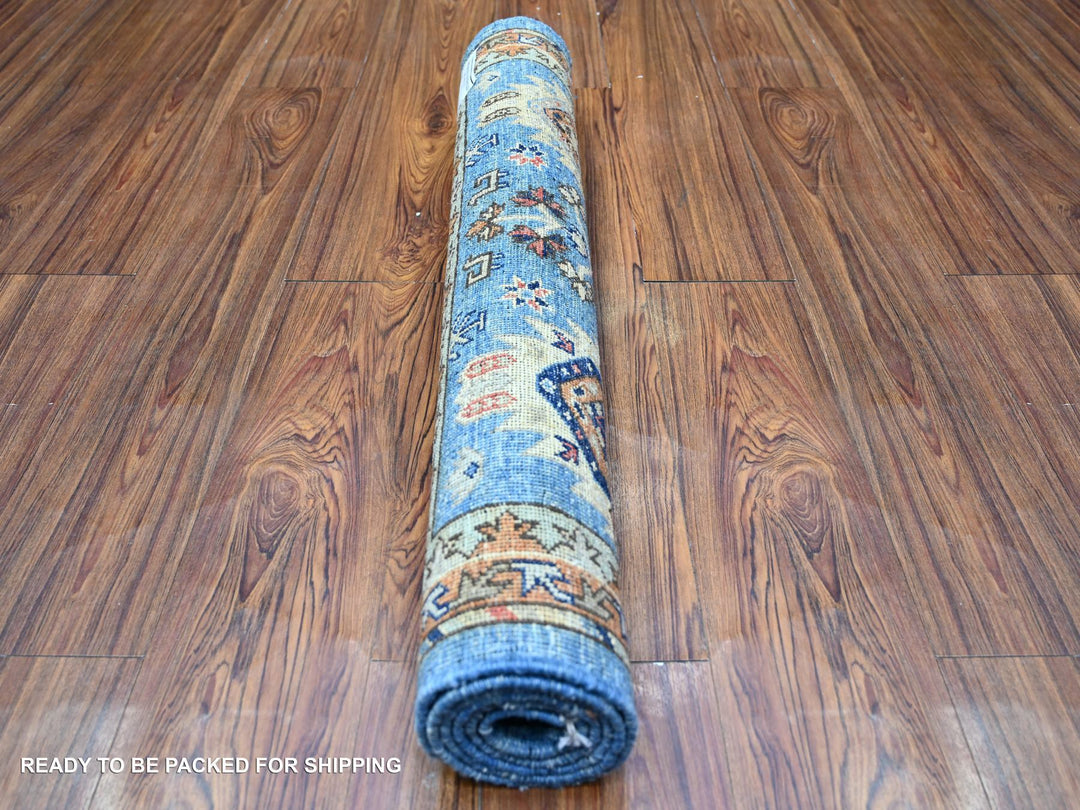 3'0" x 4'0" New Hand Knotted Blue Wool Rectangle Oriental Rug - MOA10274773