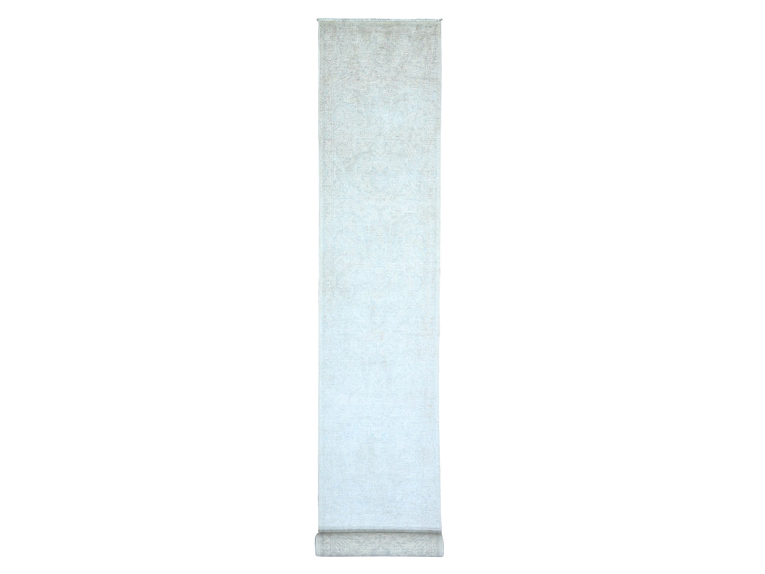 2'7" x 19'1" New Hand Knotted Ivory Wool Runner Oriental Rug - MOA10274777