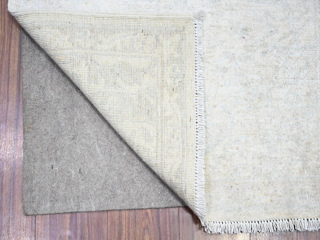 2'7" x 19'1" New Hand Knotted Ivory Wool Runner Oriental Rug - MOA10274777
