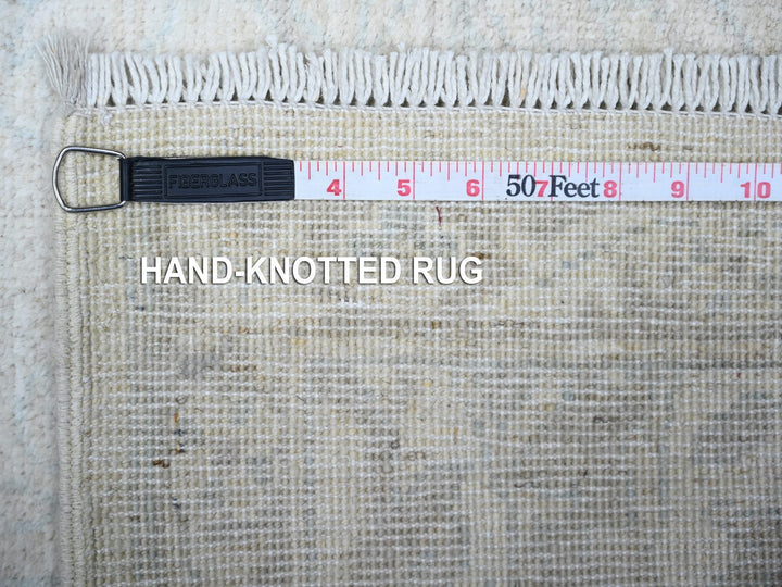 2'7" x 19'1" New Hand Knotted Ivory Wool Runner Oriental Rug - MOA10274777