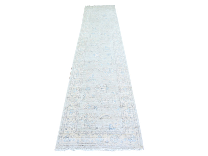 2'8" x 12'2" New Hand Knotted Grey Wool Runner Oriental Rug - MOA10274778