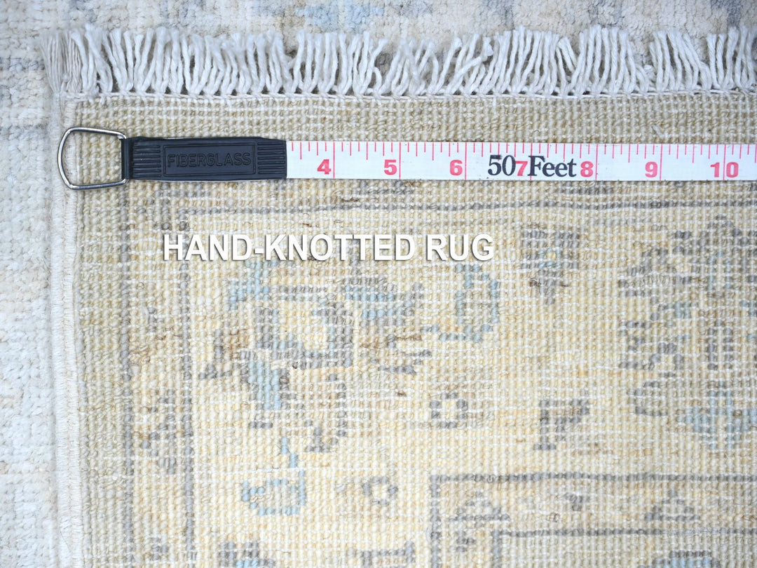 2'8" x 12'2" New Hand Knotted Grey Wool Runner Oriental Rug - MOA10274778