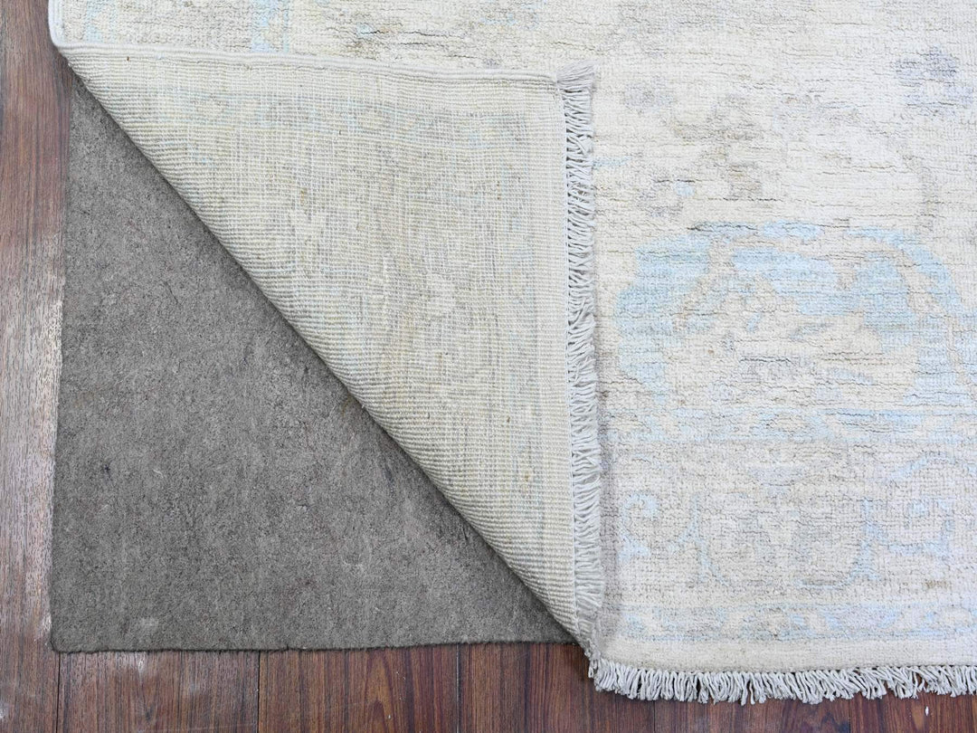 3'9" x 5'7" New Hand Knotted Ivory Wool Rectangle Oriental Rug - MOA10274782